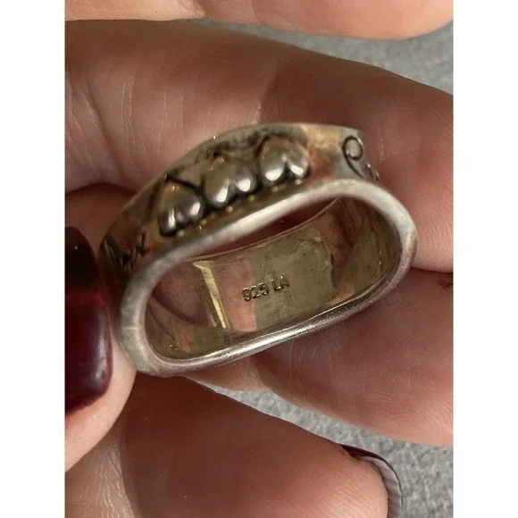925 LA Stamped Sterling Silver Peace Love Harmony Engraved Ring Size 9 - Picture 6 of 11